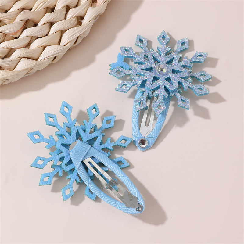 Fermaglio per Capelli a Fiocco di Neve per Bambini con Fiocco in Metallo, Accessorio per Capelli Ispirato a Elsa per Natale