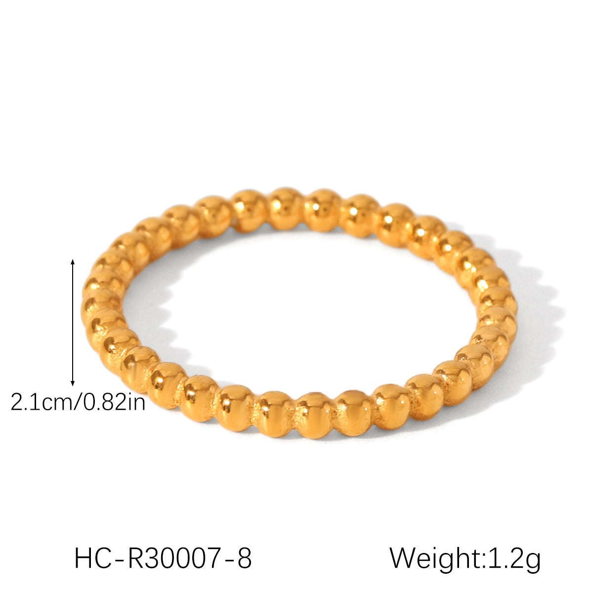 Ins Style Twisted Stainless Steel Ring with Beaded Detail and Starry Chain Design for Women