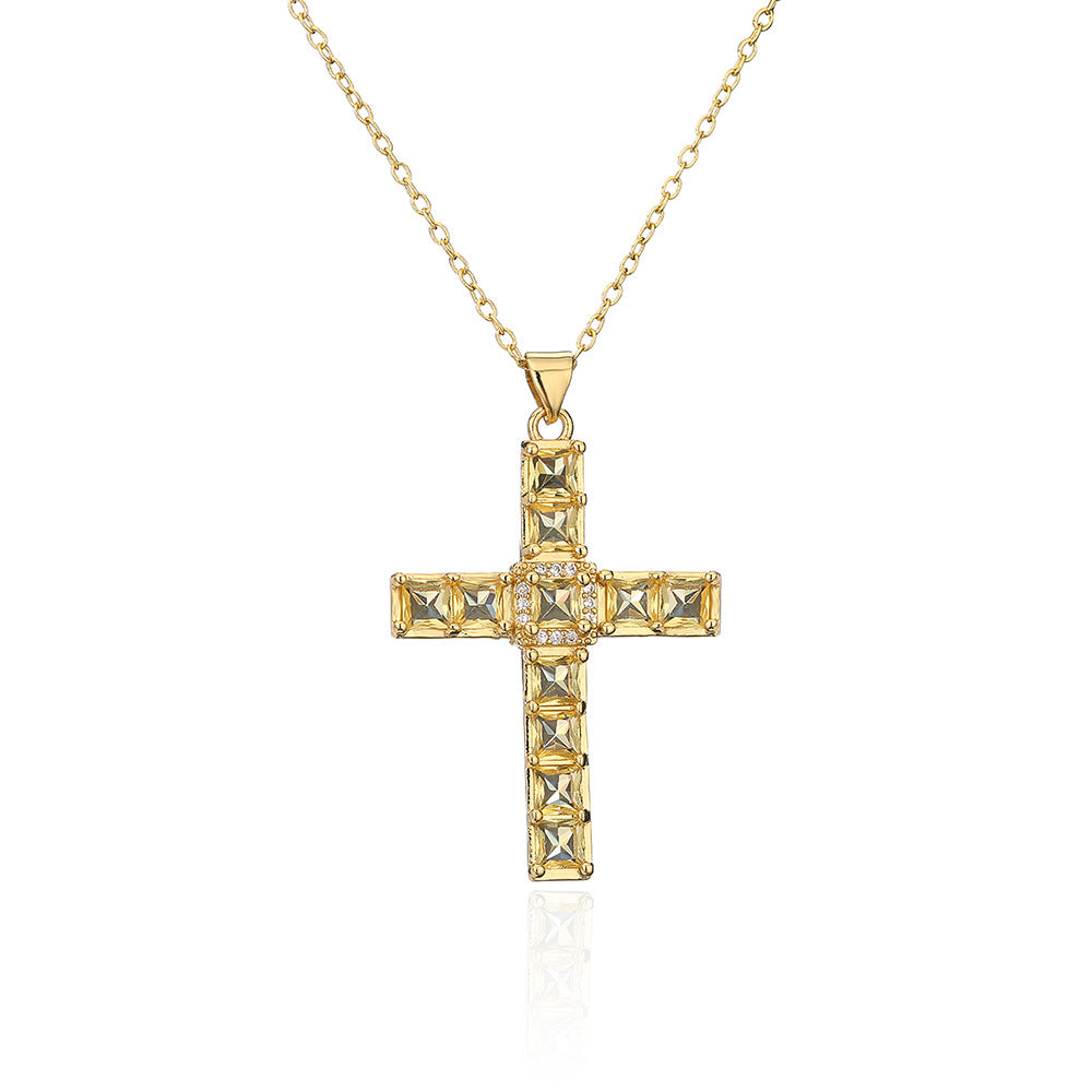 Minimalist Geometric Pendant Necklace for Women Copper Base with Real Gold Plating and Zircon Accent