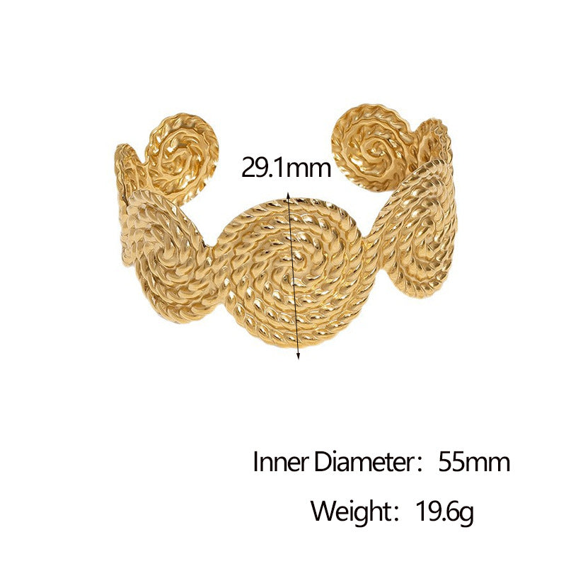 Minimalist 18K Gold Plated Stainless Steel Open Cuff Bracelet Geometric Round Design Lightweight Fashion Jewelry