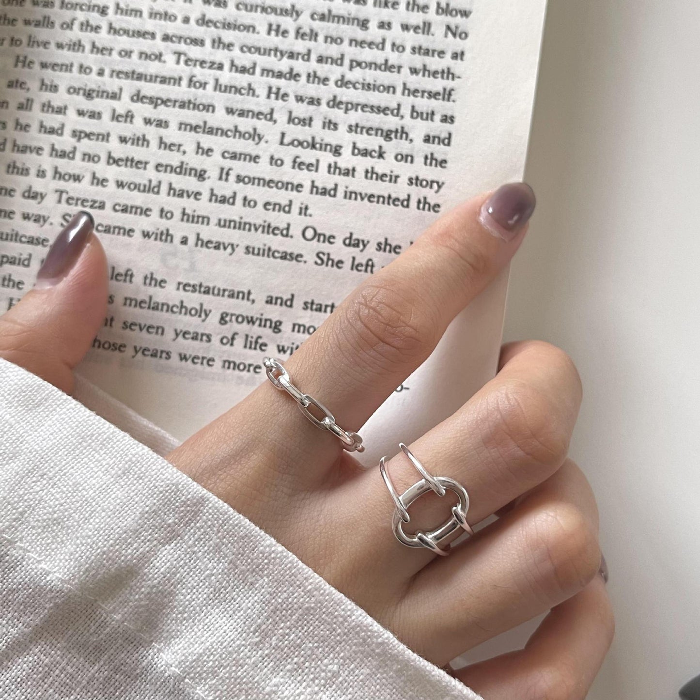 Minimalist Sweet 925 Sterling Silver Geometric Ring for Women