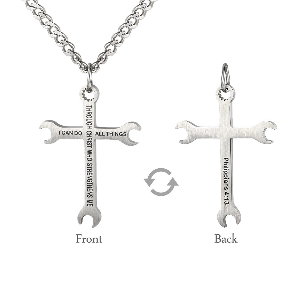 Minimalist Cross Pendant Necklace in Stainless Steel with Plated Finish for Men