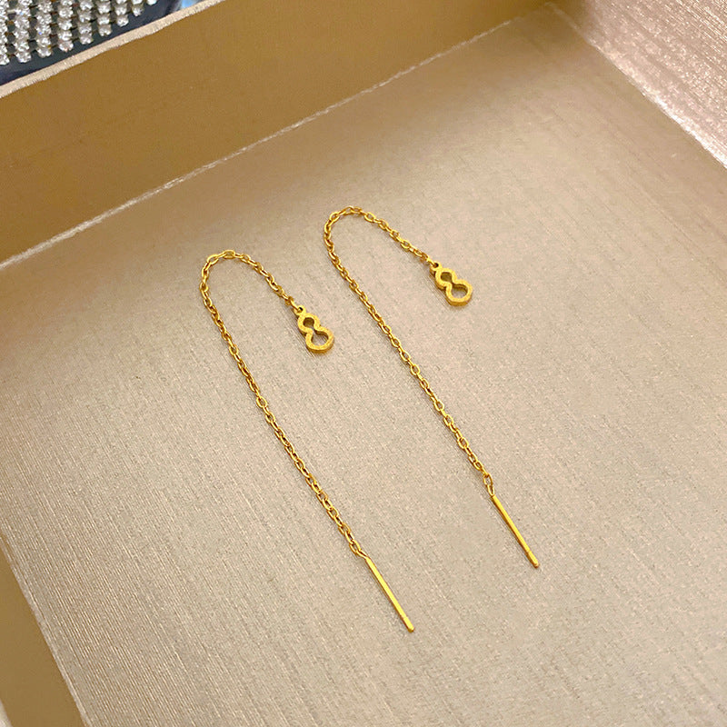 Minimalist Elegant Floral Titanium Steel Drop Earrings for Women
