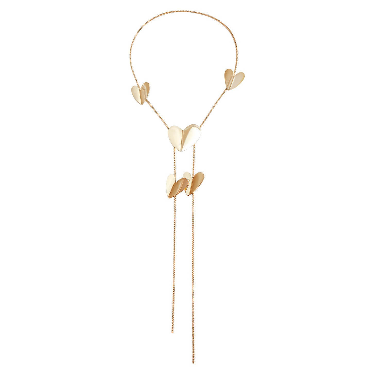 Fashion Minimalist Long Adjustable Heart-Shaped Polished Alloy Pendant Necklace for Women