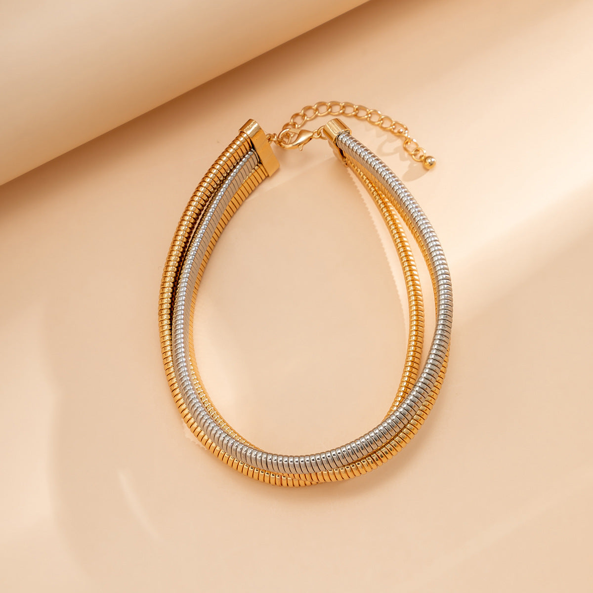 Minimalist Geometric Alloy Stainless Steel Snake Chain Choker Necklace for Women