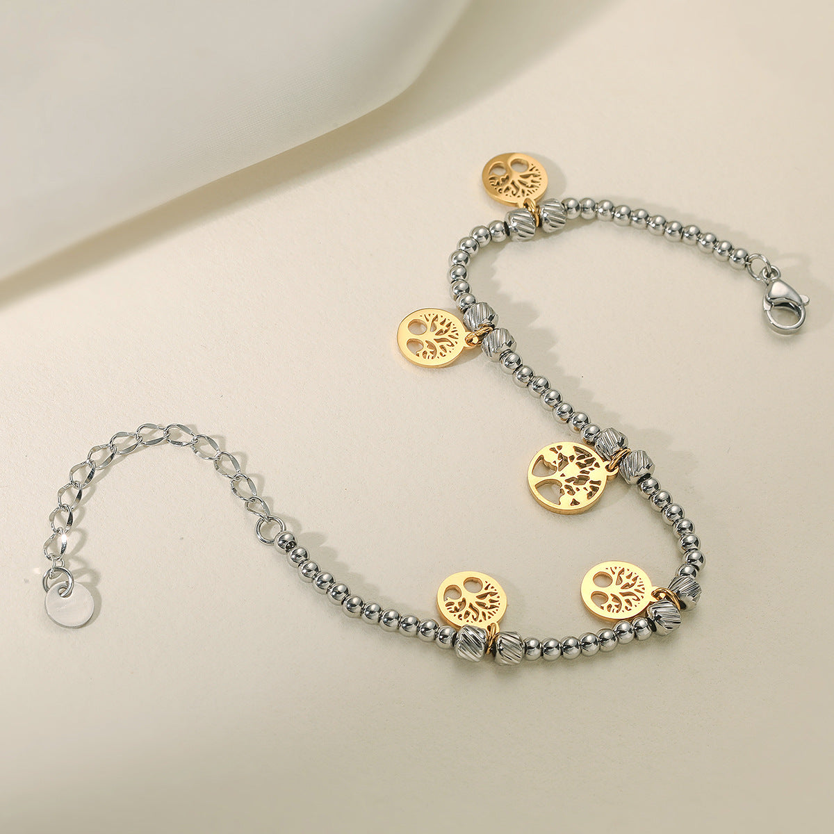 Color Block Geometric Stainless Steel Plated Bracelet with Cubic Zirconia for Women