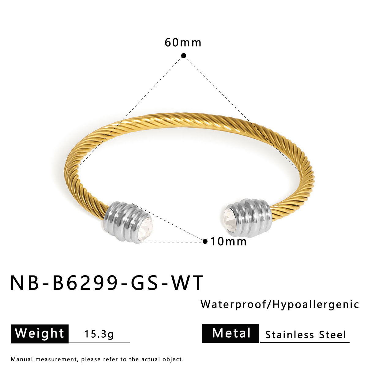 Bracciale minimalista in acciaio al titanio con filo intrecciato, placcato oro, catena a cavo in acciaio inossidabile, design ad anello geometrico