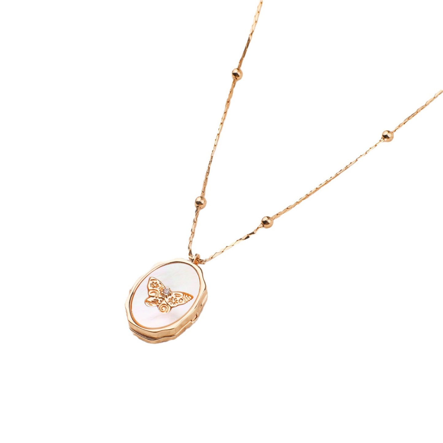 Collana Vintage con Ciondolo a Farfalla in Rame Placcato Oro, Chiusura Regolabile, per Tutti i Giorni