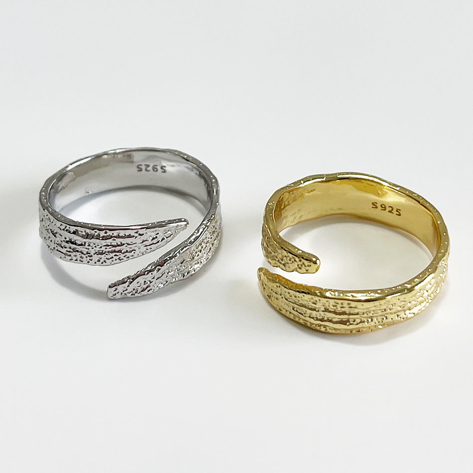 Minimalist 925 Sterling Silver Number Ring with Textured Inlay Design for Women