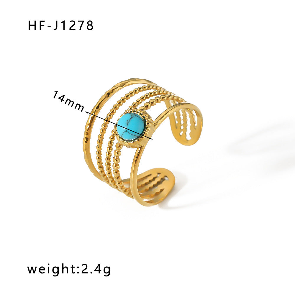 Minimalist Geometric Stainless Steel Ring with 18K Vacuum Plated Finish for Women