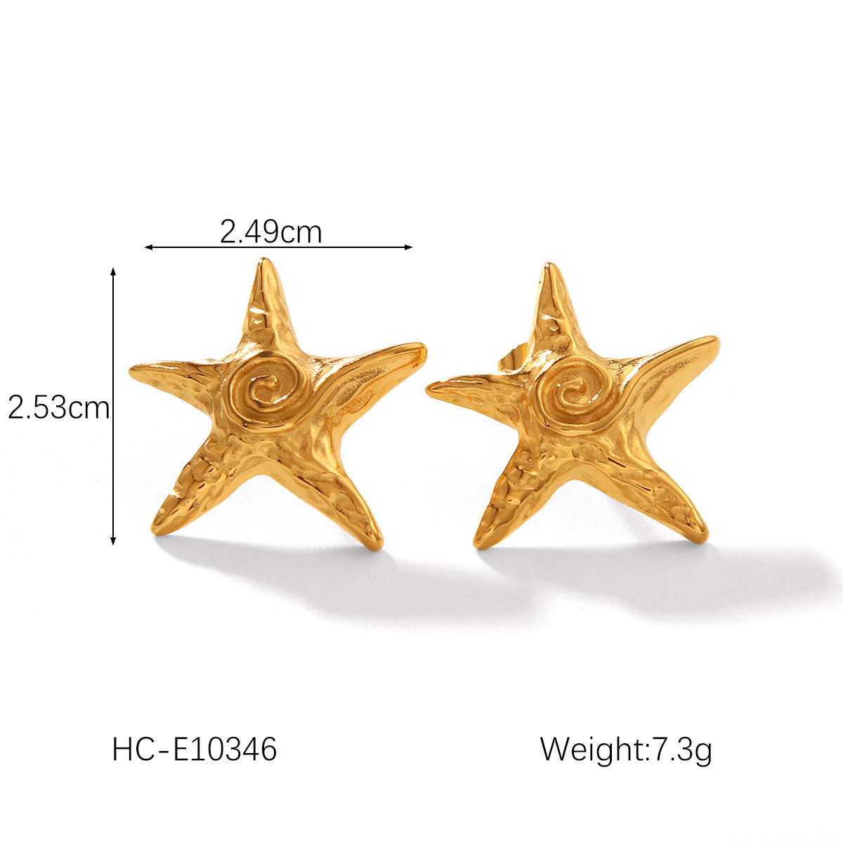 Orecchini a stella minimalisti in acciaio inossidabile con intarsio di strass placcati in oro 18 carati da donna