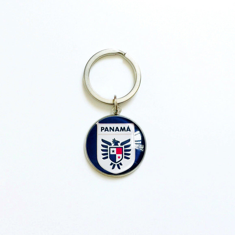 Sporty Round Stainless Steel Keychain National Football Team Souvenir Gift