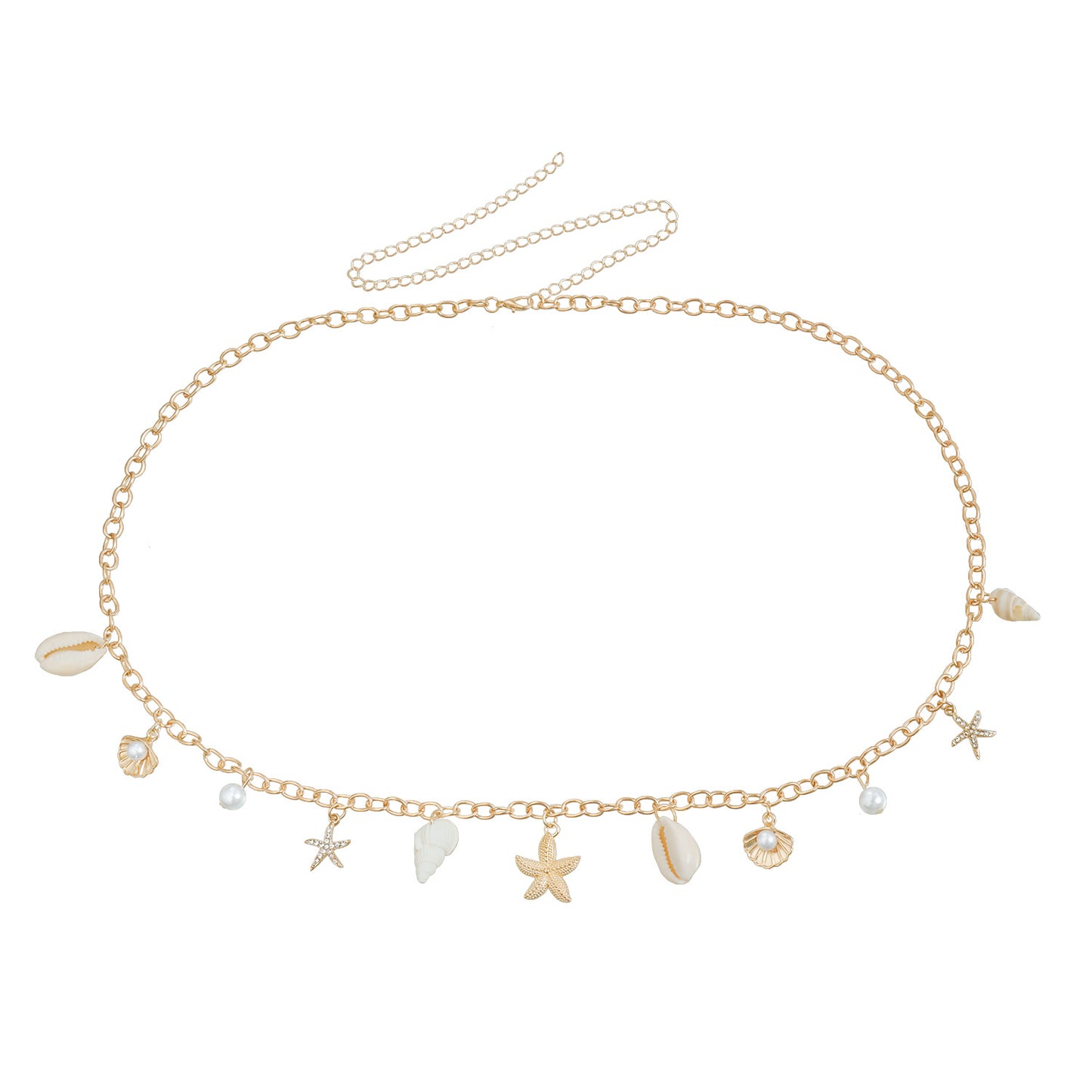 Casual Punk Metal Shell Waist Chain for Women