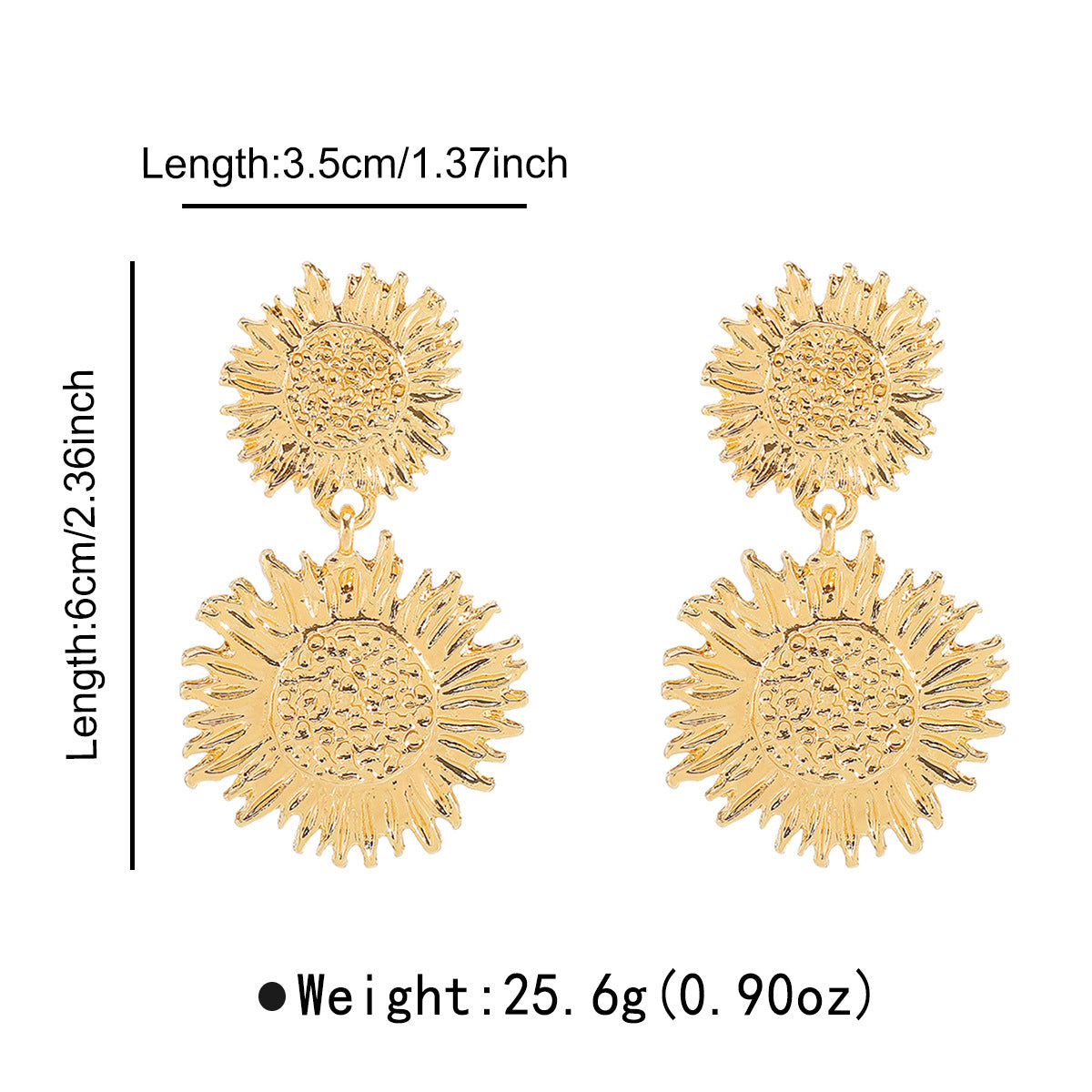 Pendientes colgantes minimalistas florales de girasol para mujer en aleación de zinc con acabado chapado