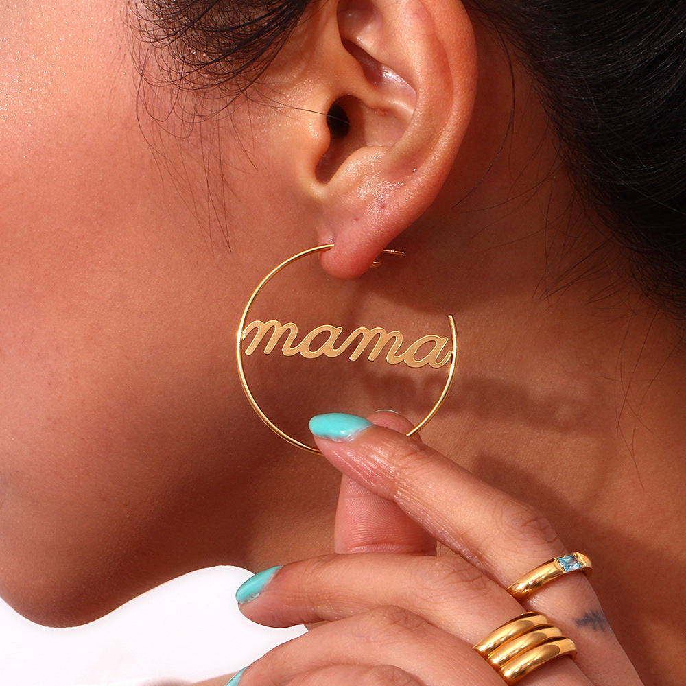 Pendientes de aro redondos minimalistas de acero inoxidable chapados en oro de 18 quilates para mujer
