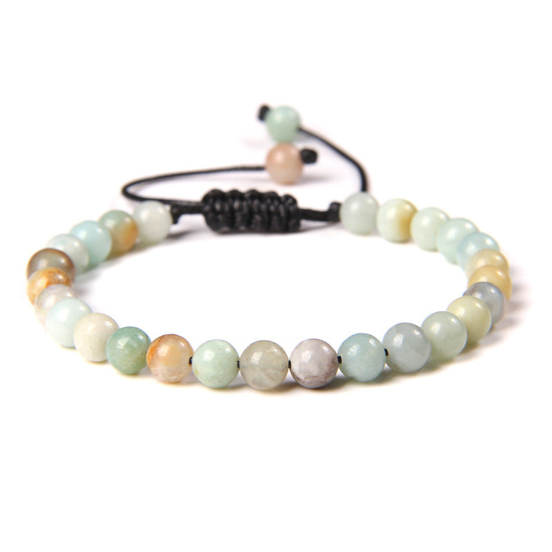 Sweet Sporty Geometric Natural White Crystal Stretch Bracelet 6mm Unisex Handmade Energy Bangle