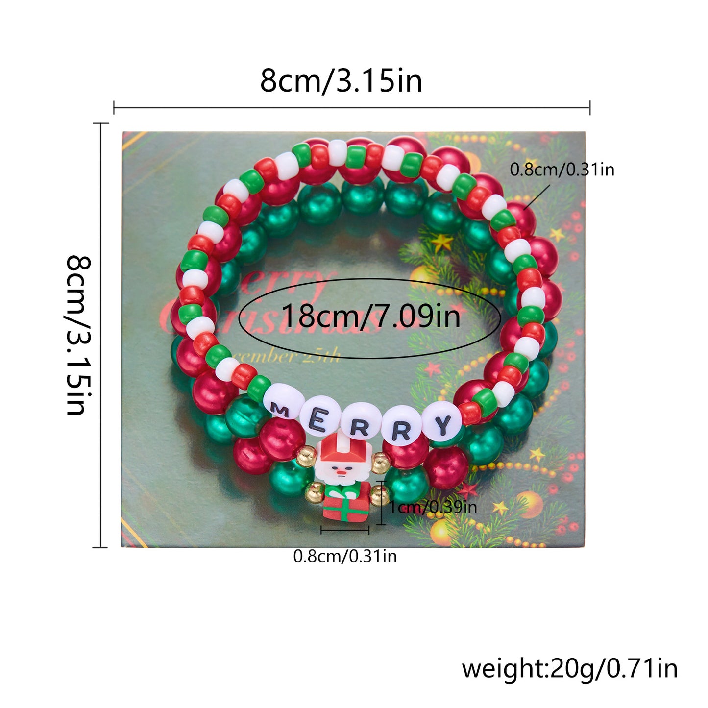Set di braccialetti con perline e lettere a tema natalizio fatti a mano per donne con ciondolo a Babbo Natale, accessorio alla moda per le feste
