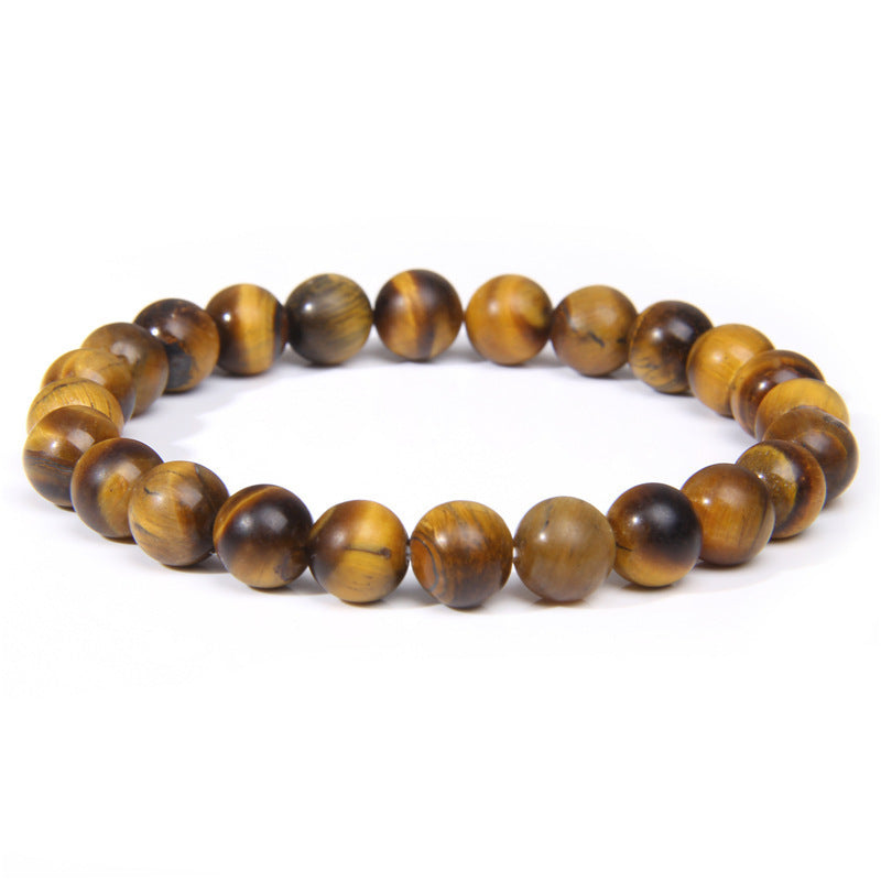Natural Volcanic Stone and Agate Beaded Bracelet Geometric Round Unisex Fashion Jewelry