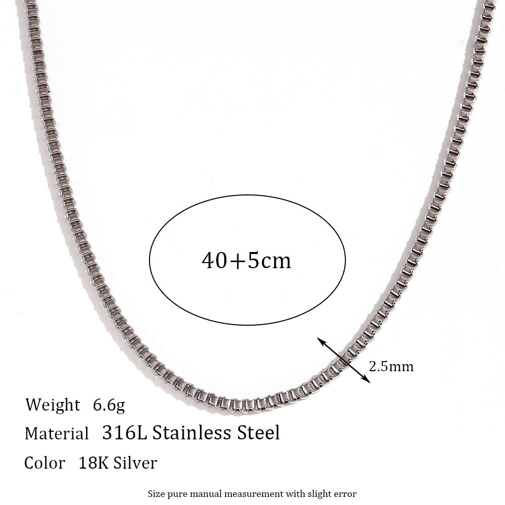 Minimalist Geometric Titanium Steel Plated Stainless Steel Necklace for Women with Snake Chain or Box Chain Style