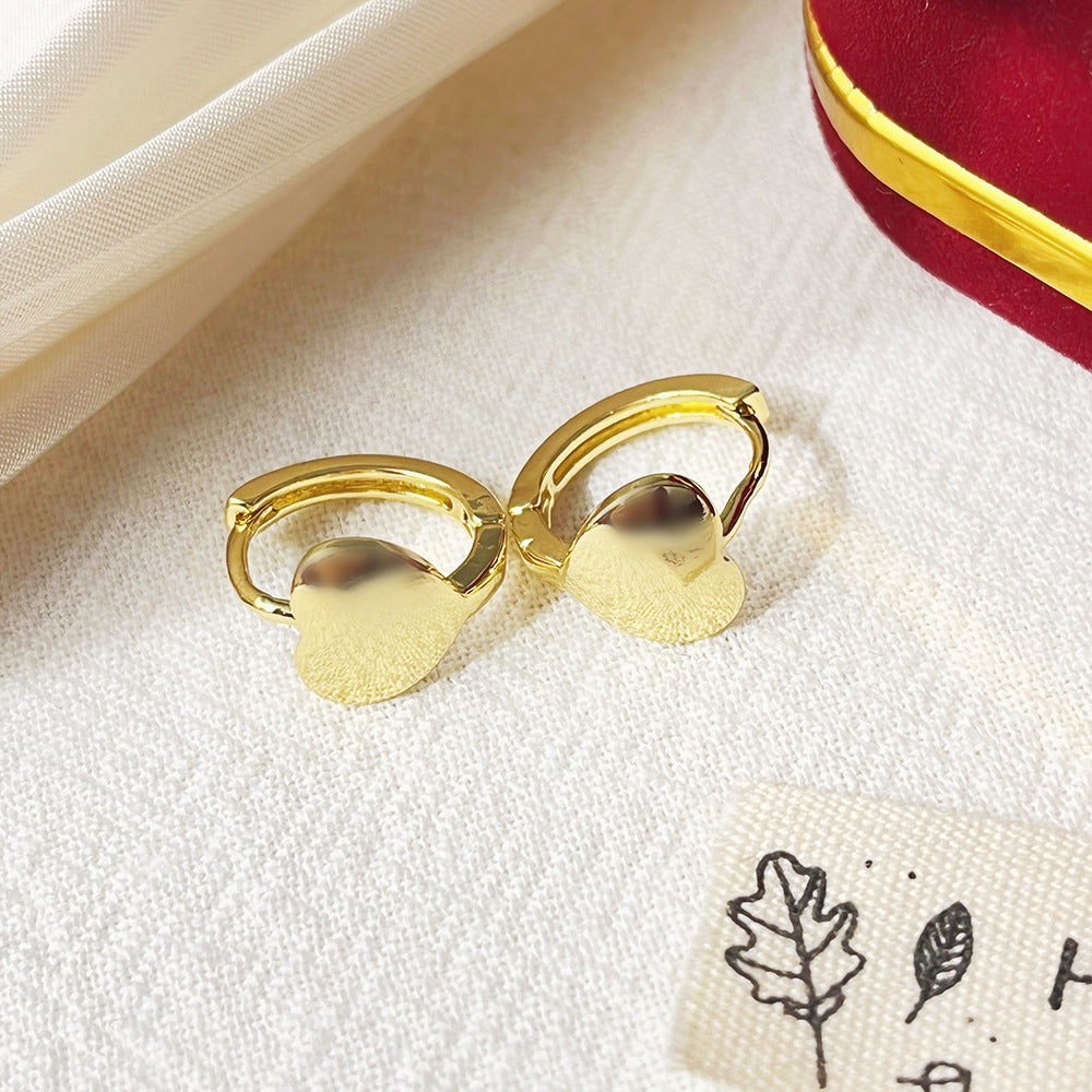Minimalist Heart-Shaped Gold-Plated Copper Stud Earrings with Clean Matte Finish for Women