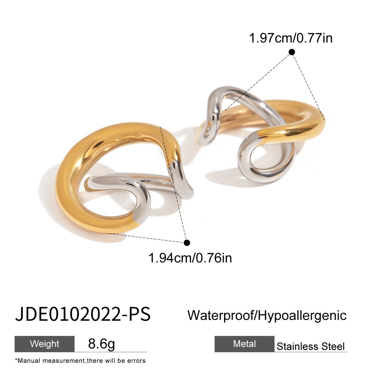Color Block Geometric Stainless Steel and Titanium Steel Plated Ring and Earring Clip Set for Women