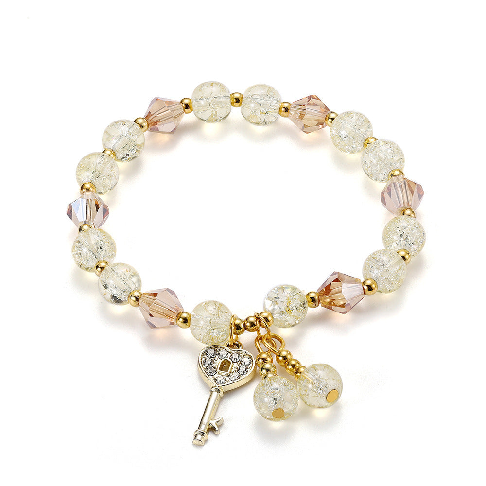 Geometric Key Crystal Glass Polished Bracelet for Women
