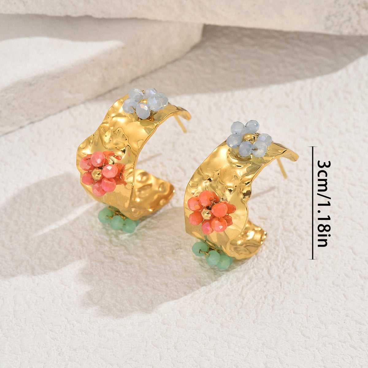 Pendientes Geométricos Florales Vintage de Cobre con Incrustaciones de Circonita para Mujer, Poste de Acero Inoxidable