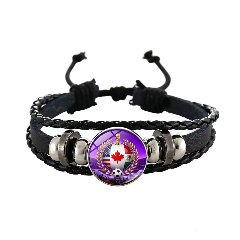 Sporty Geometric Braided Leather Bracelet Unisex Adjustable Hand Rope