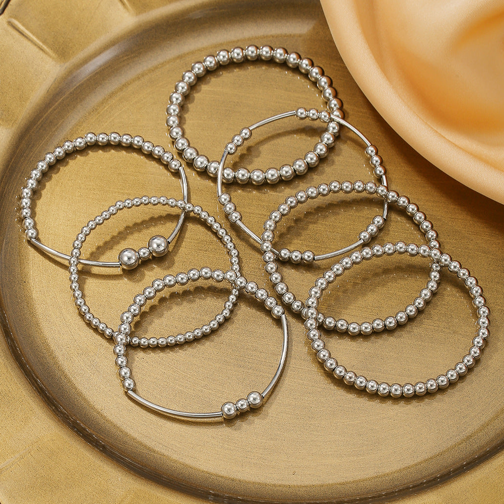 Set di braccialetti geometrici minimalisti con perle e perline a conchiglia CCB, design elastico estensibile per un uso impilabile