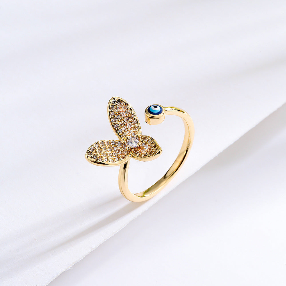 Anello geometrico minimalista in rame placcato oro 18 carati con finitura smaltata da donna