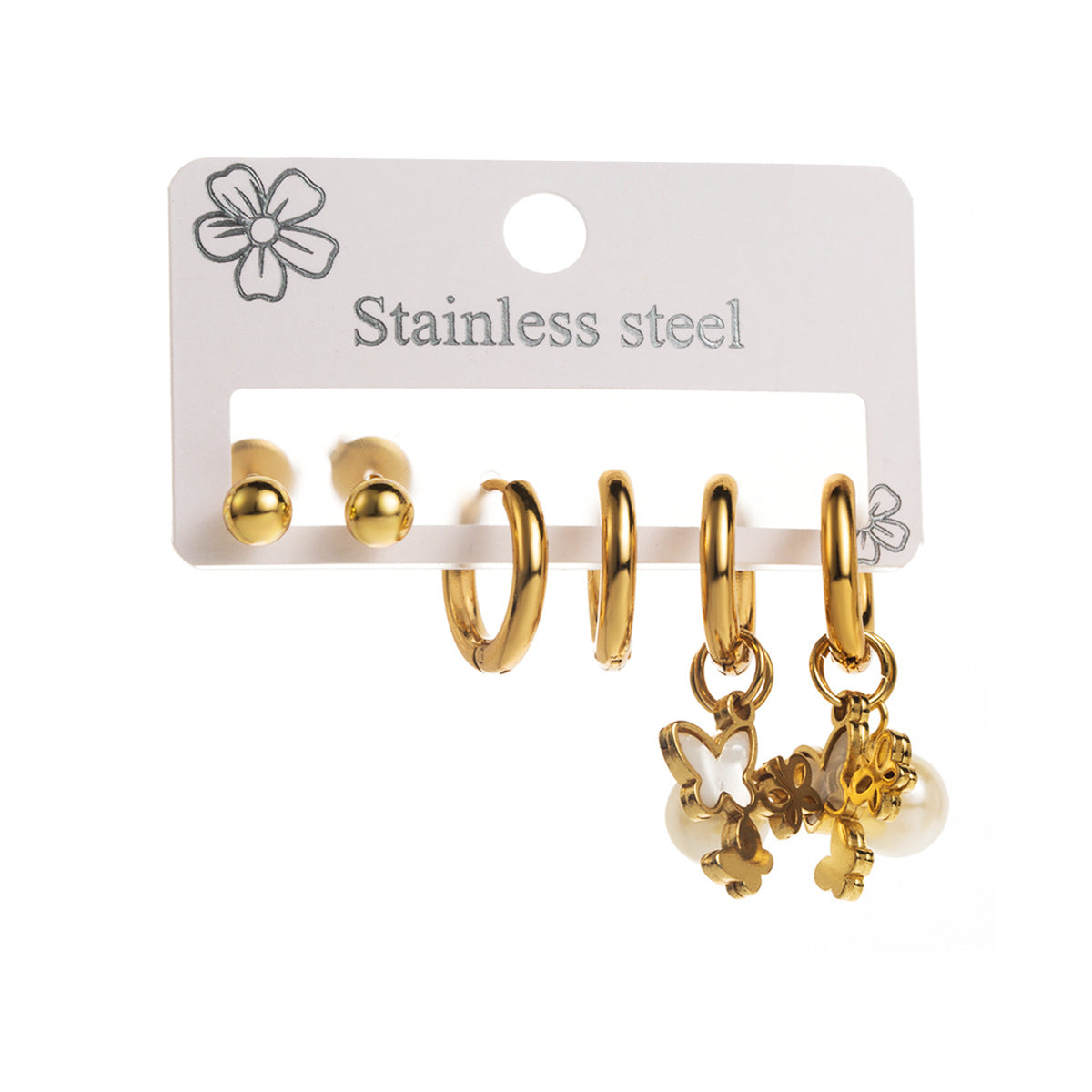 Pendientes de botón minimalistas geométricos de acero inoxidable con acabado chapado para mujer