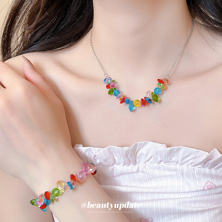 Set collana e bracciale da donna con cristallo a goccia Sweet Heart