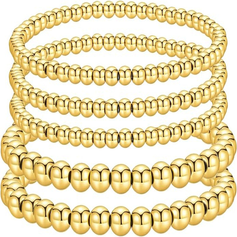 4mm 6mm Round Acrylic Beaded Stretch Bracelet Set for Women Unisex