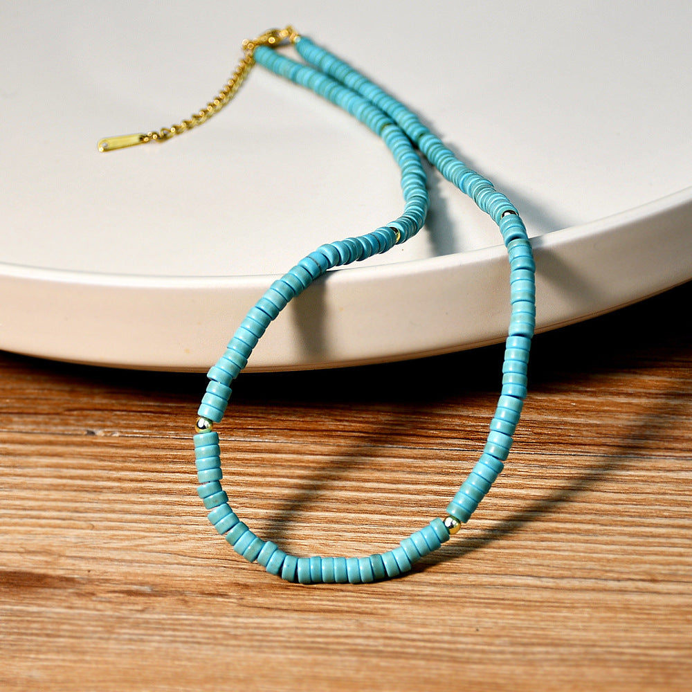 Elegant Geometric Natural Gemstone Beaded Necklace for Women