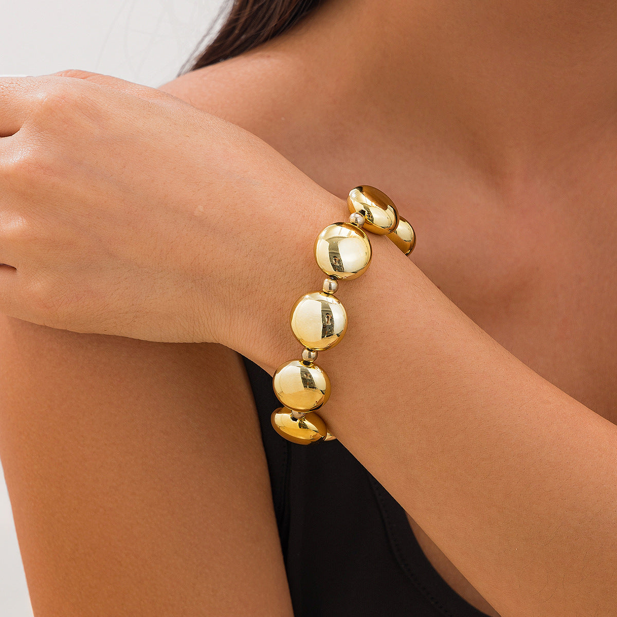 Pulsera barroca asimétrica geométrica de aleación con acabado pulido para mujer