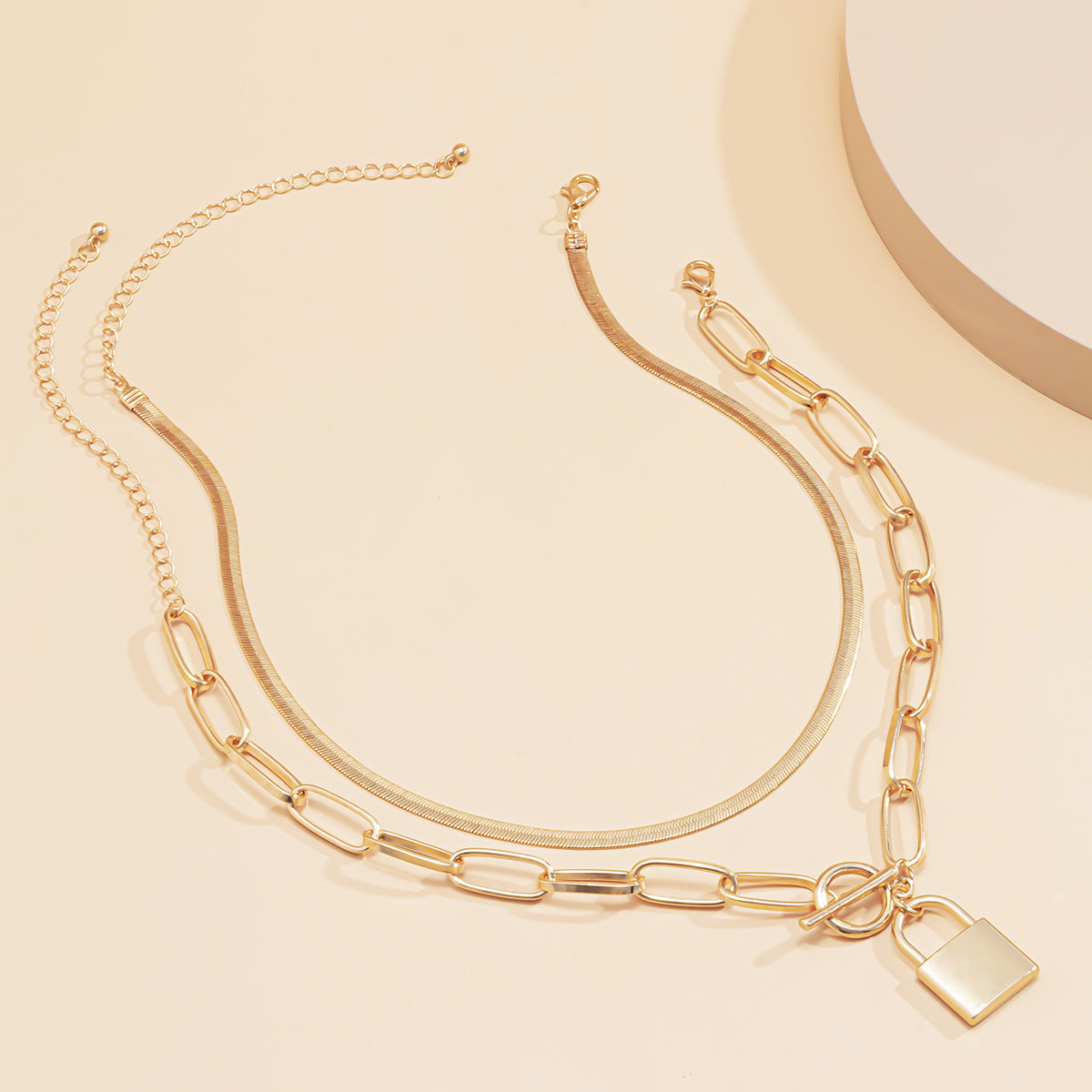 Minimalist Geometric Alloy Plated Snake Chain Necklace with OT Clasp for Women