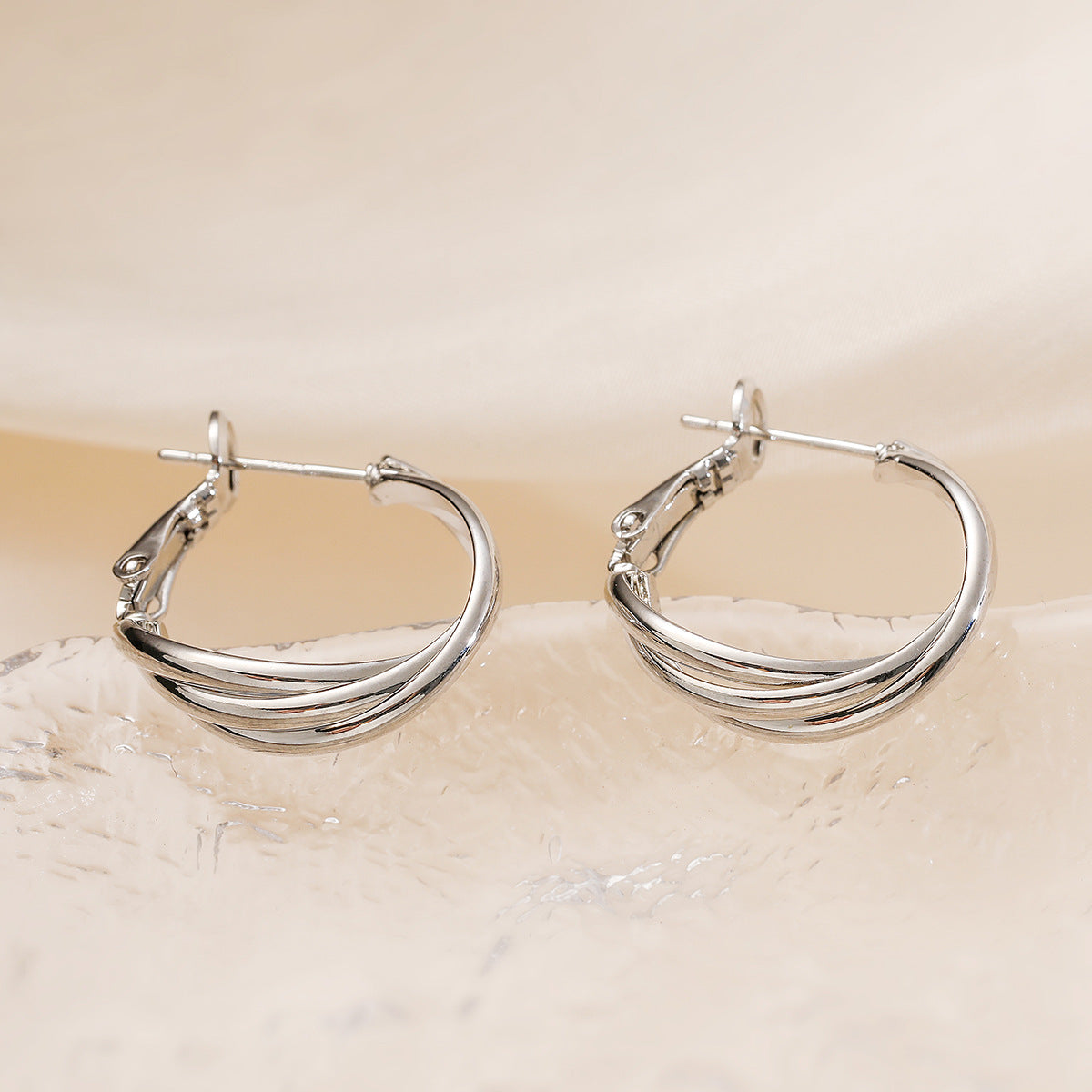 Orecchini a cerchio geometrici minimalisti da donna in rame placcato oro