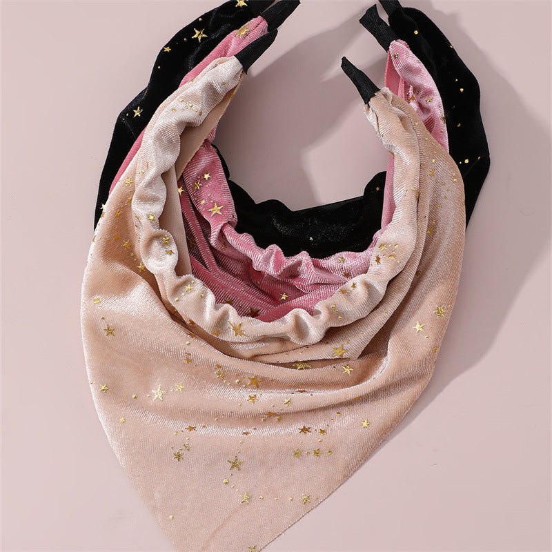 Diadema de terciopelo con diseño geométrico en forma de estrella de lujo minimalista para niños