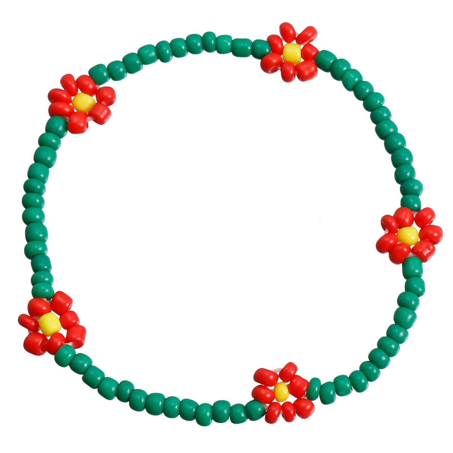 Charm Bracelet with Daisy Design in Colorful Seed Beads Handmade Geometric Flower Bracelet with Plated Finish