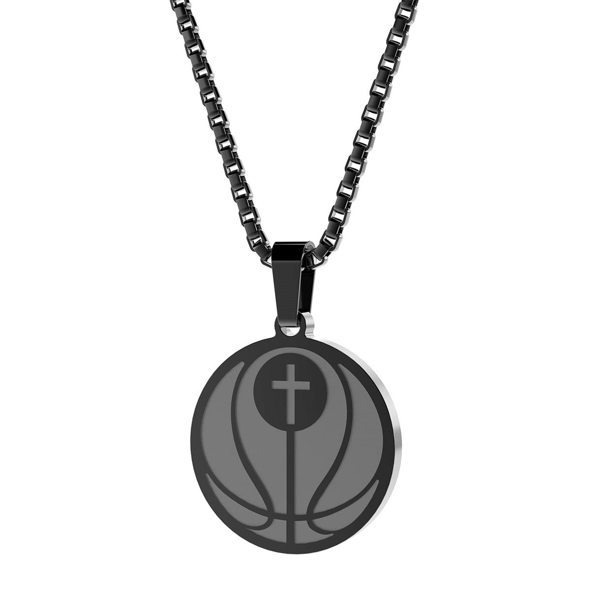 Minimalist Geometric Stainless Steel Pendant Necklace with Titanium Steel Charm and Electroplated Finish for Unisex Sports Style