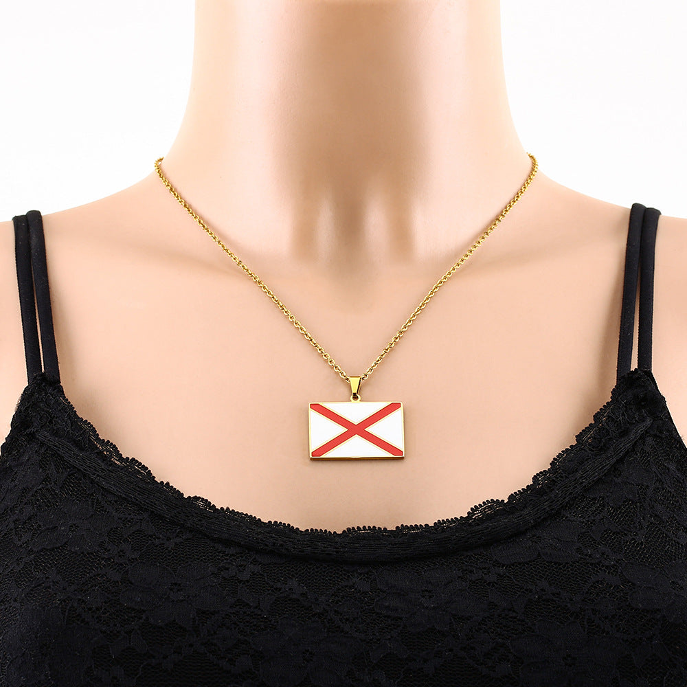 Collana con Ciondolo Geometrico Minimalista in Acciaio Inox con Finitura Smaltata per Moda Unisex e Abbigliamento Casual