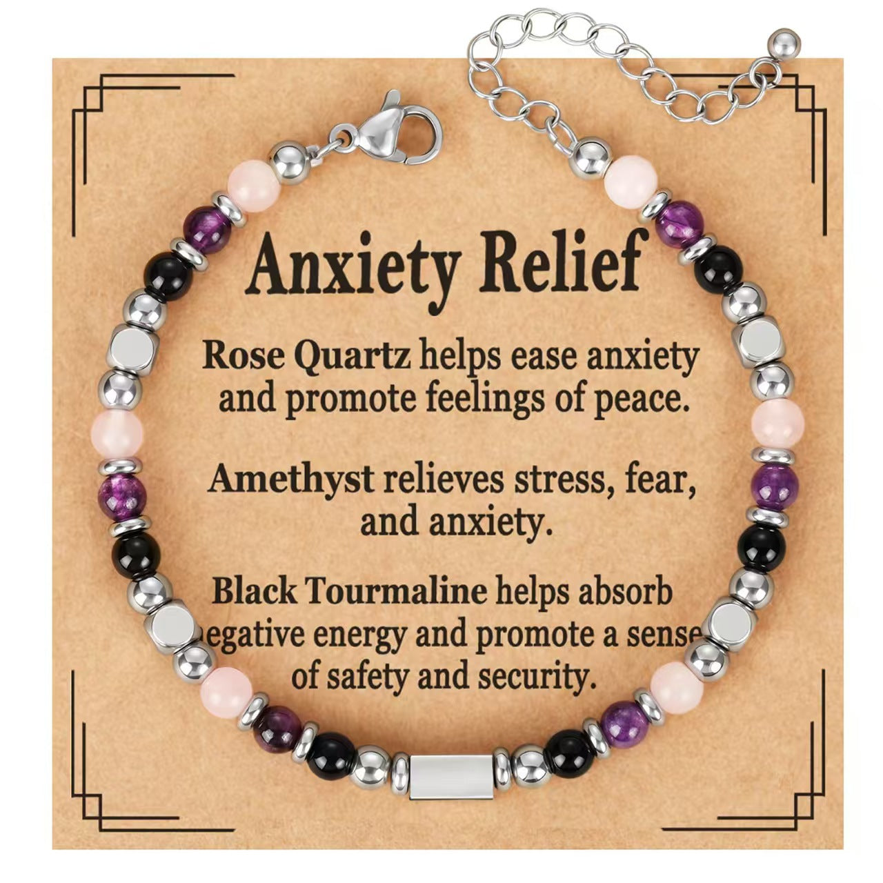 Bohemian Sweet Geometric Natural Stone Turquoise Agate Zebra Print Stainless Steel Bracelet Unisex