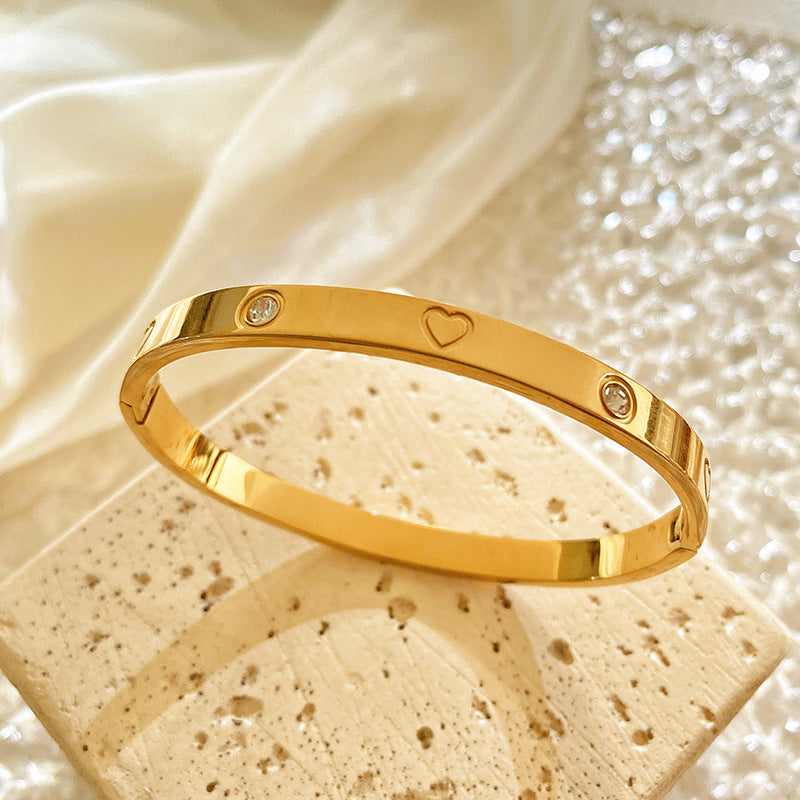 Micro-set Cubic Zirconia Star Titanium Steel Bracelet Plated