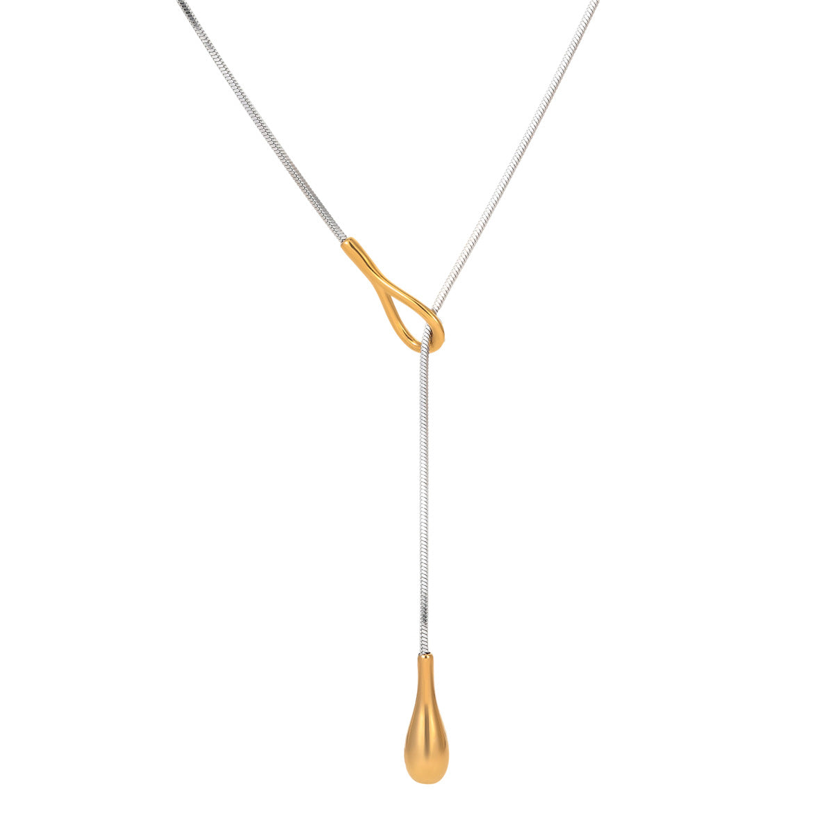 Collana da donna a pendente geometrico minimalista in acciaio inossidabile con catena a Y regolabile e finitura placcata