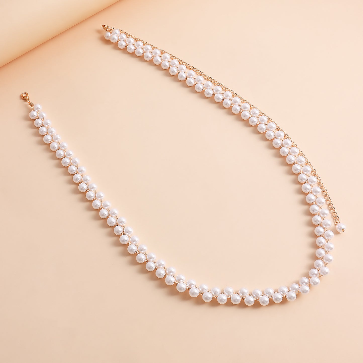 Punk Style Single-Layer Waist Chain for Women in Metal with Pearl-Like Accents for Summer and Nightclub Wear