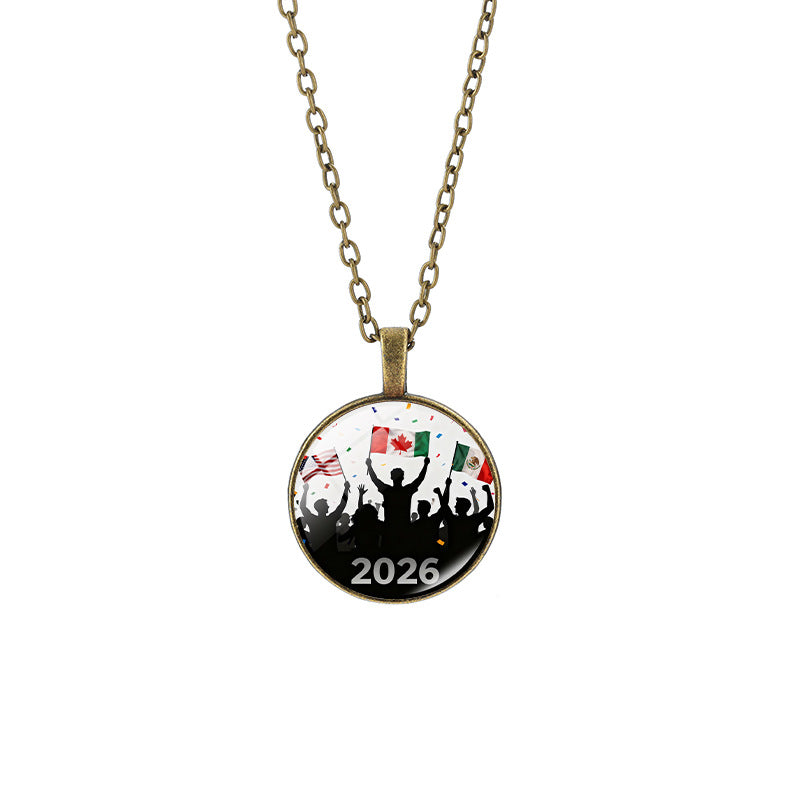 Vintage Sporty Geometric Alloy Pendant Necklace with Crystal Charm for Unisex