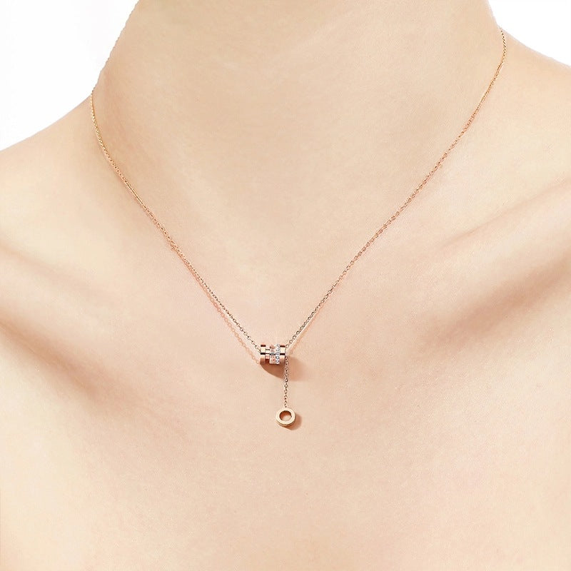 Minimalist Geometric Titanium Steel Pendant Necklace with Plated Finish for Women and Men