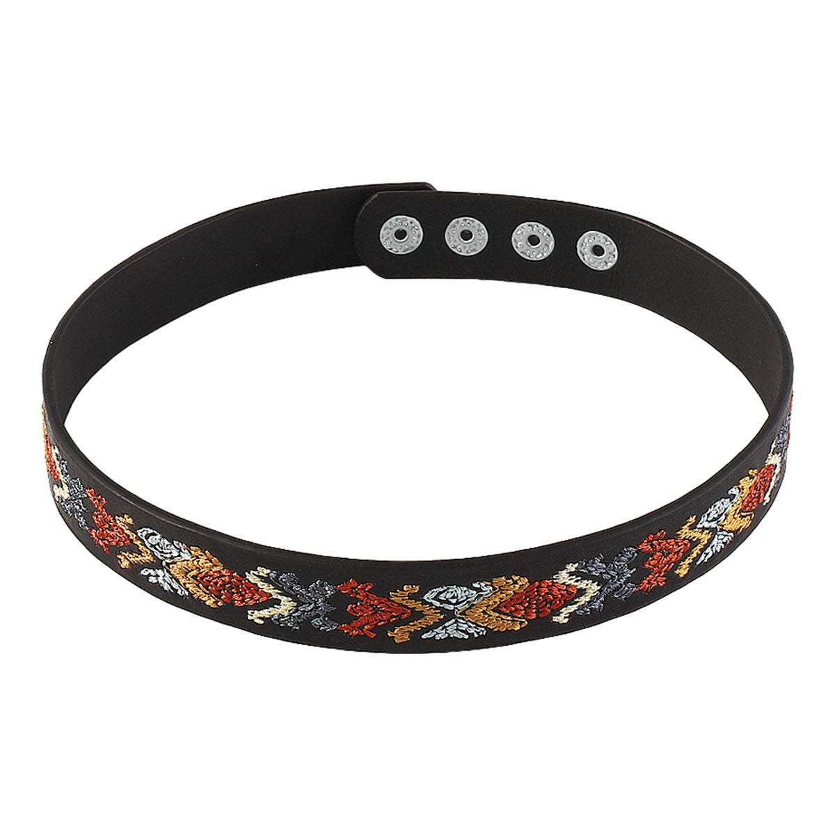 Collana girocollo in pelle geometrica minimalista spigolosa con fibbia in metallo da donna