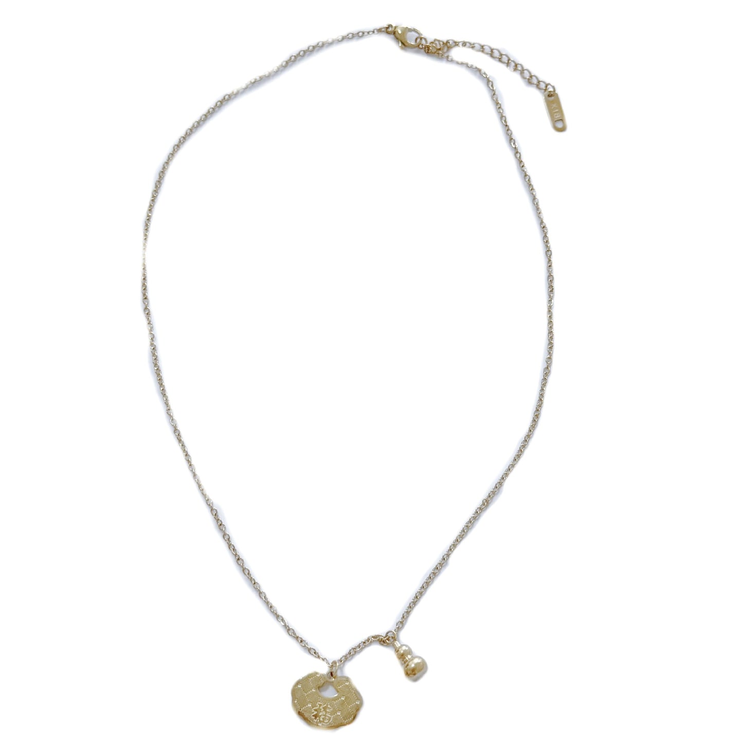 Gold Plated Titanium Steel Gourd Lock Necklace Unisex