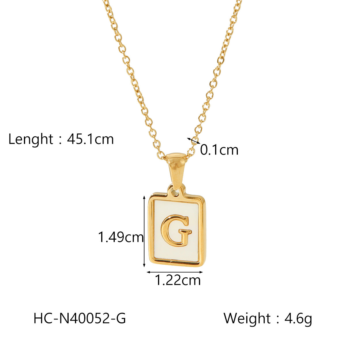 Minimalist Letter Pendant Necklace in Titanium Steel with 18K Gold Plating on Stainless Steel Chain for Women